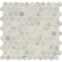 Mosaico hexagonal de mármol pulido Arabescato Carrara de 28 x 29 cm, montado sobre malla - Colección MSI