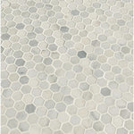 Mosaico hexagonal de mármol pulido Arabescato Carrara de 28 x 29 cm, montado sobre malla - Colección MSI