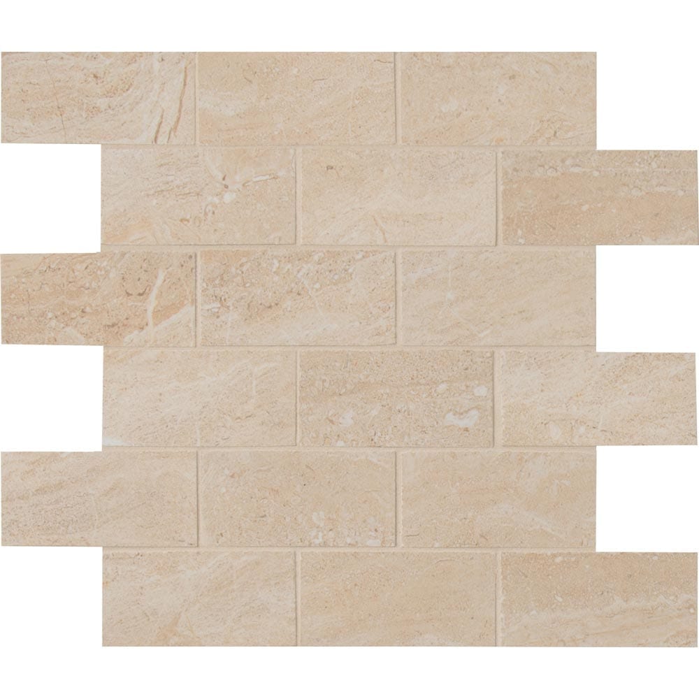 Mosaico de porcelana pulida Aria Oro de 30 x 30 cm con montaje en malla de 5 x 10 cm - Colección MSI