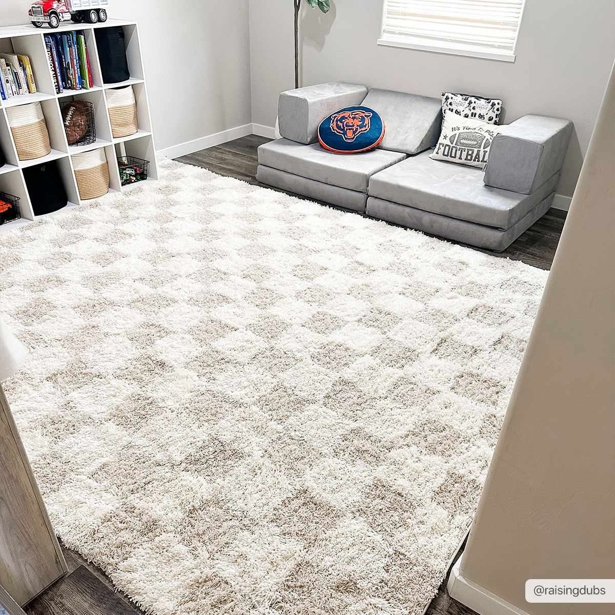 Alfombra de cuadros marrón claro Atira