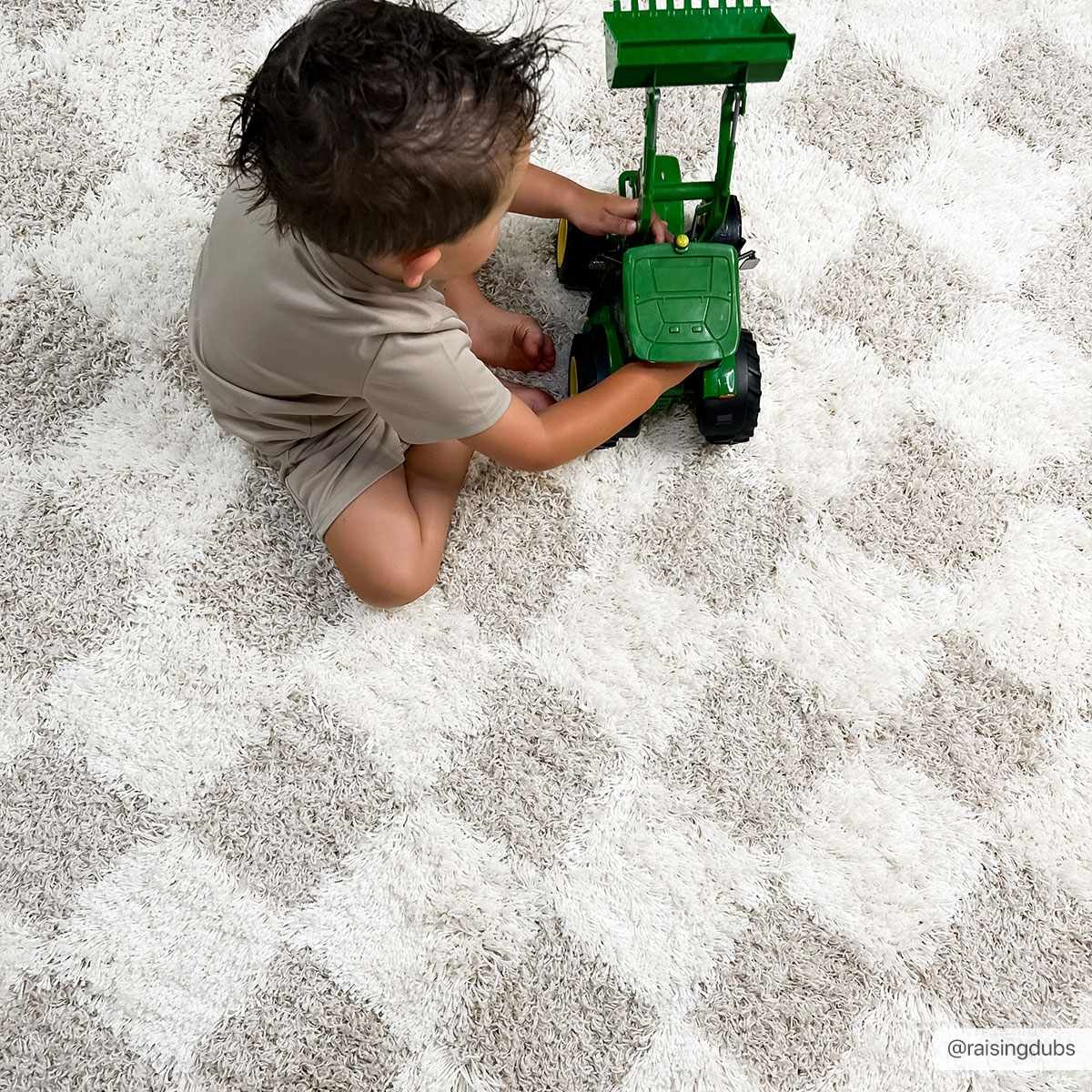 Alfombra de cuadros marrón claro Atira