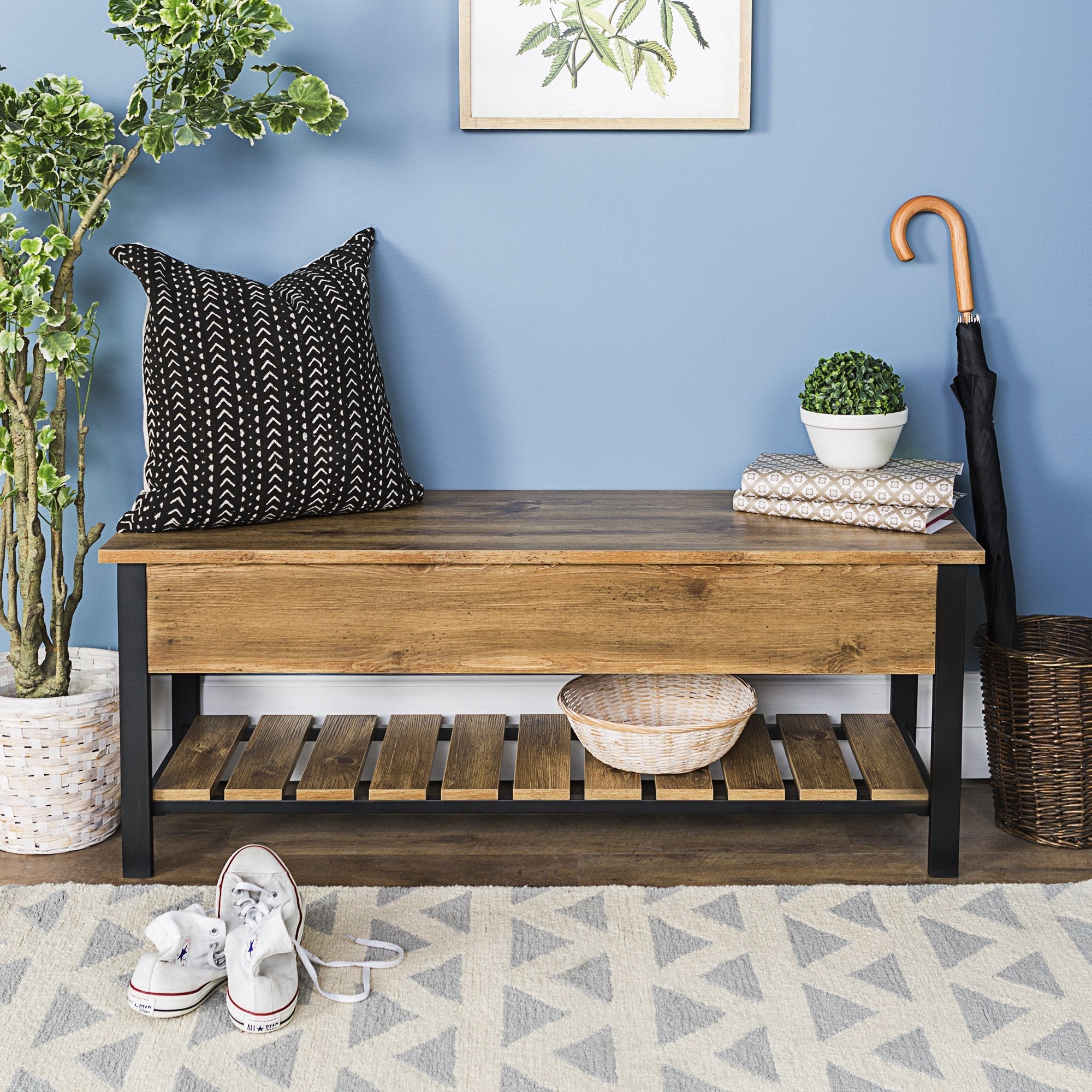 Banco de madera y metal de Park City