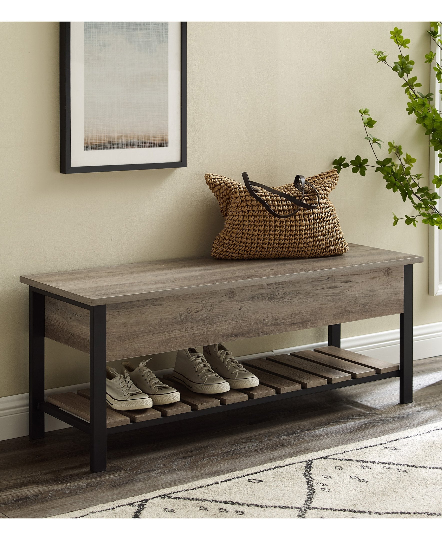 Banco de madera y metal de Park City