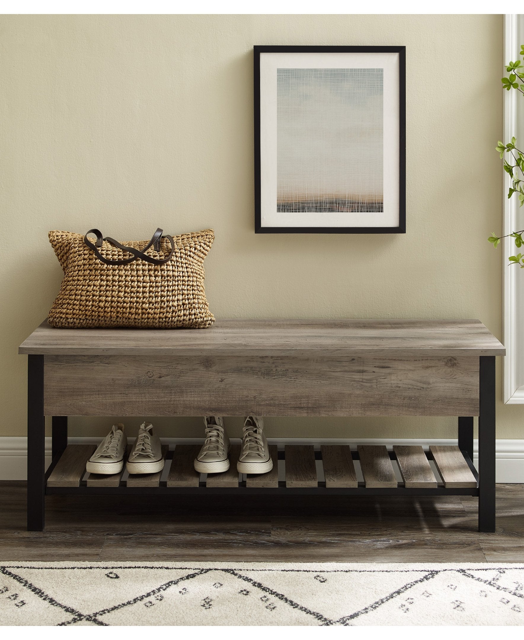 Banco de madera y metal de Park City