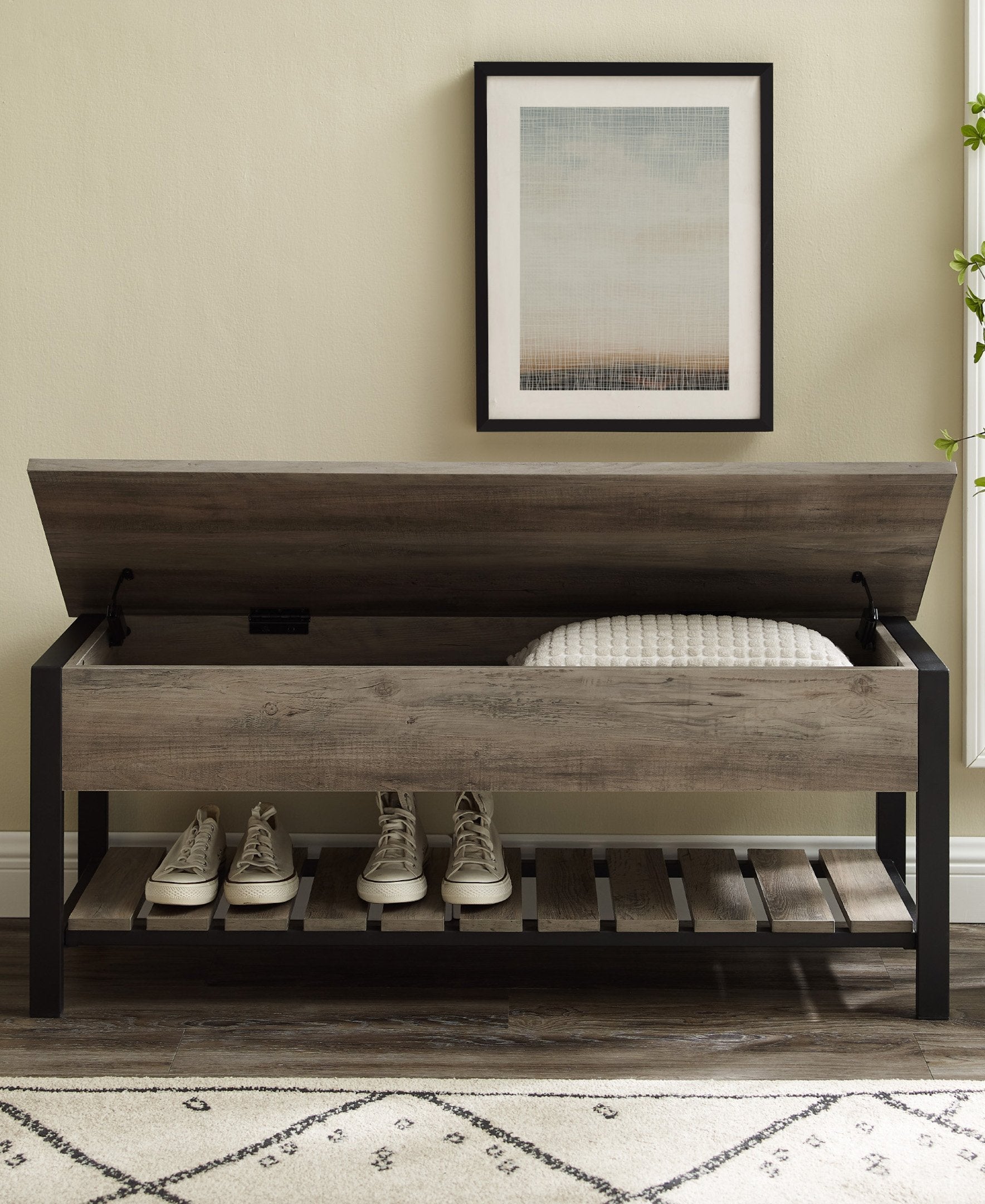 Banco de madera y metal de Park City