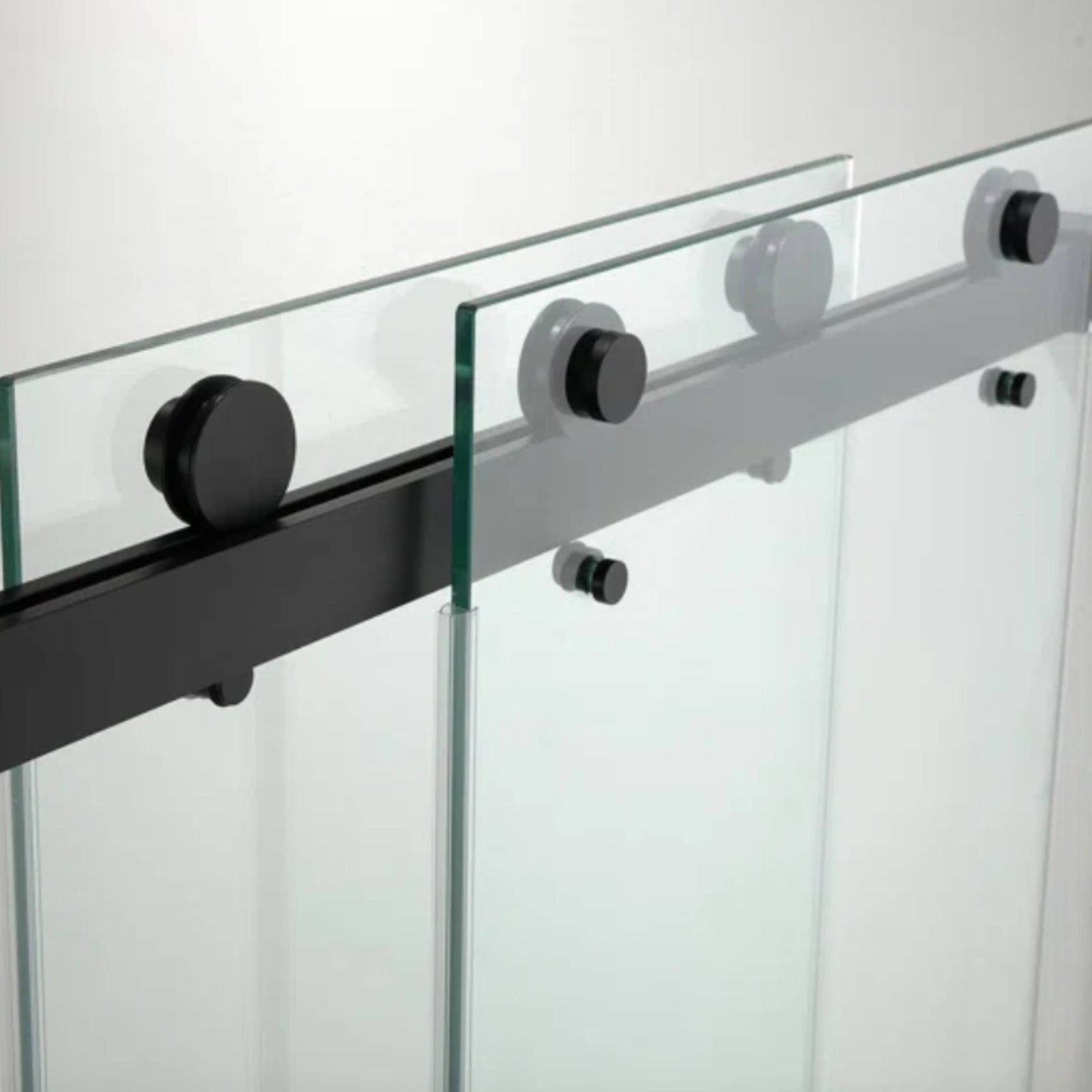 Puerta de ducha corrediza doble sin marco de 60'' de ancho x 76'' de alto con vidrio transparente