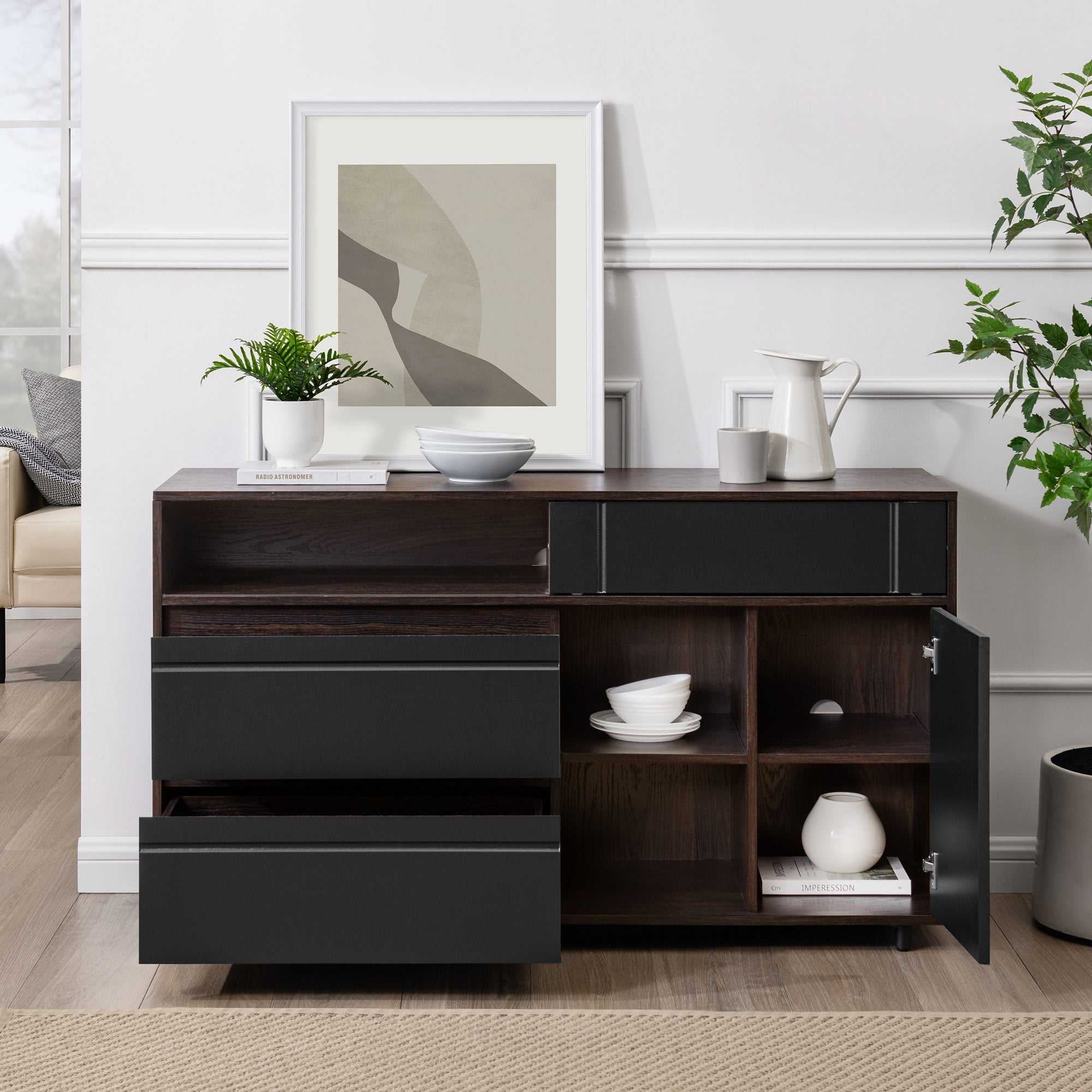 Aparador tipo buffet y mueble de TV contemporáneo de 52" de Beckett