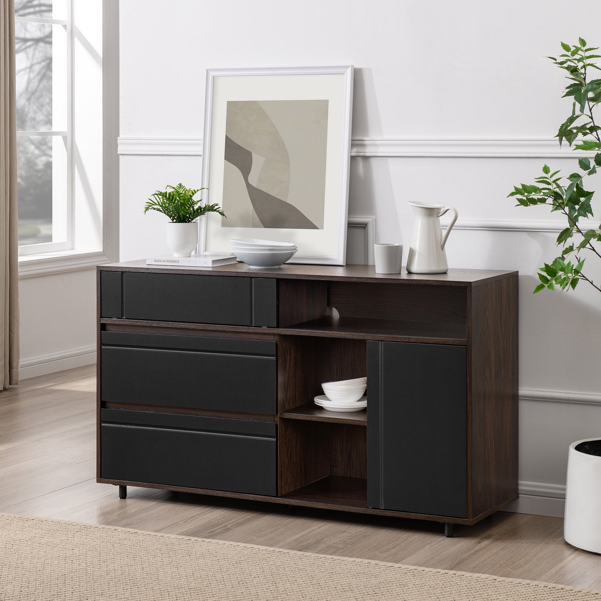 Aparador tipo buffet y mueble de TV contemporáneo de 52" de Beckett