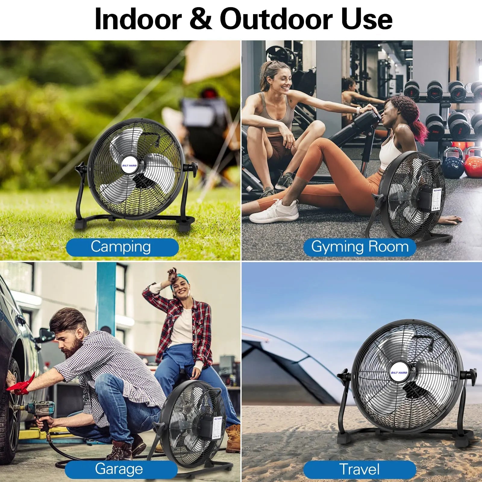 Ventilador de piso exterior recargable BILT HARD de 12