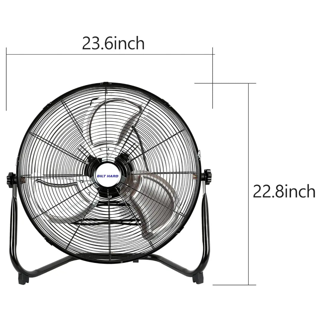Ventilador de piso BILT HARD de 20" de alta velocidad: Metal resistente, 4600 CFM, ventilador industrial de 3 velocidades con montaje en pared 