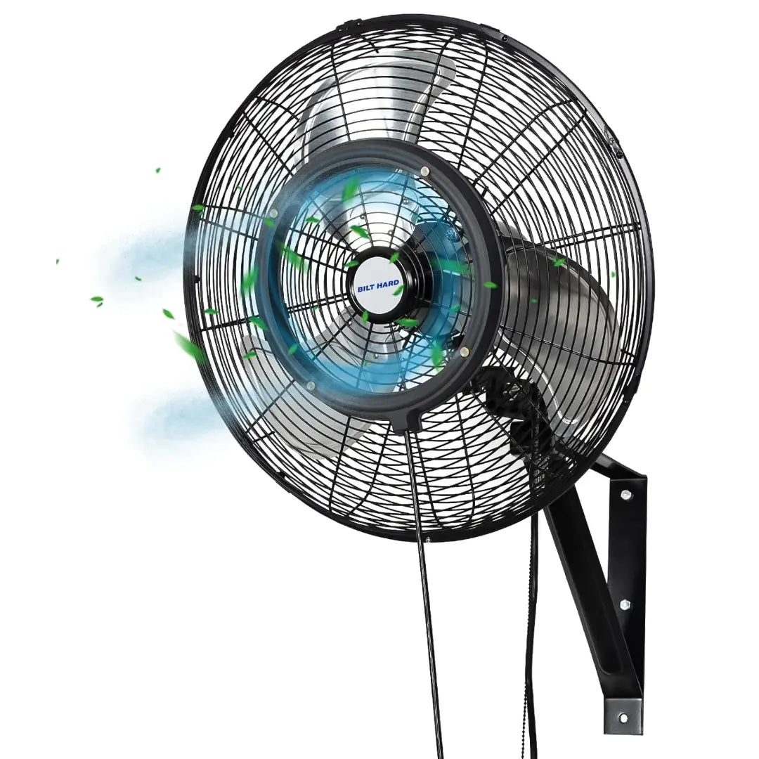 Ventilador de pared exterior BILT HARD de 20" con nebulizador: 3 velocidades, oscilación de 80°, resistente al agua, de alta resistencia y homologado por UL. 