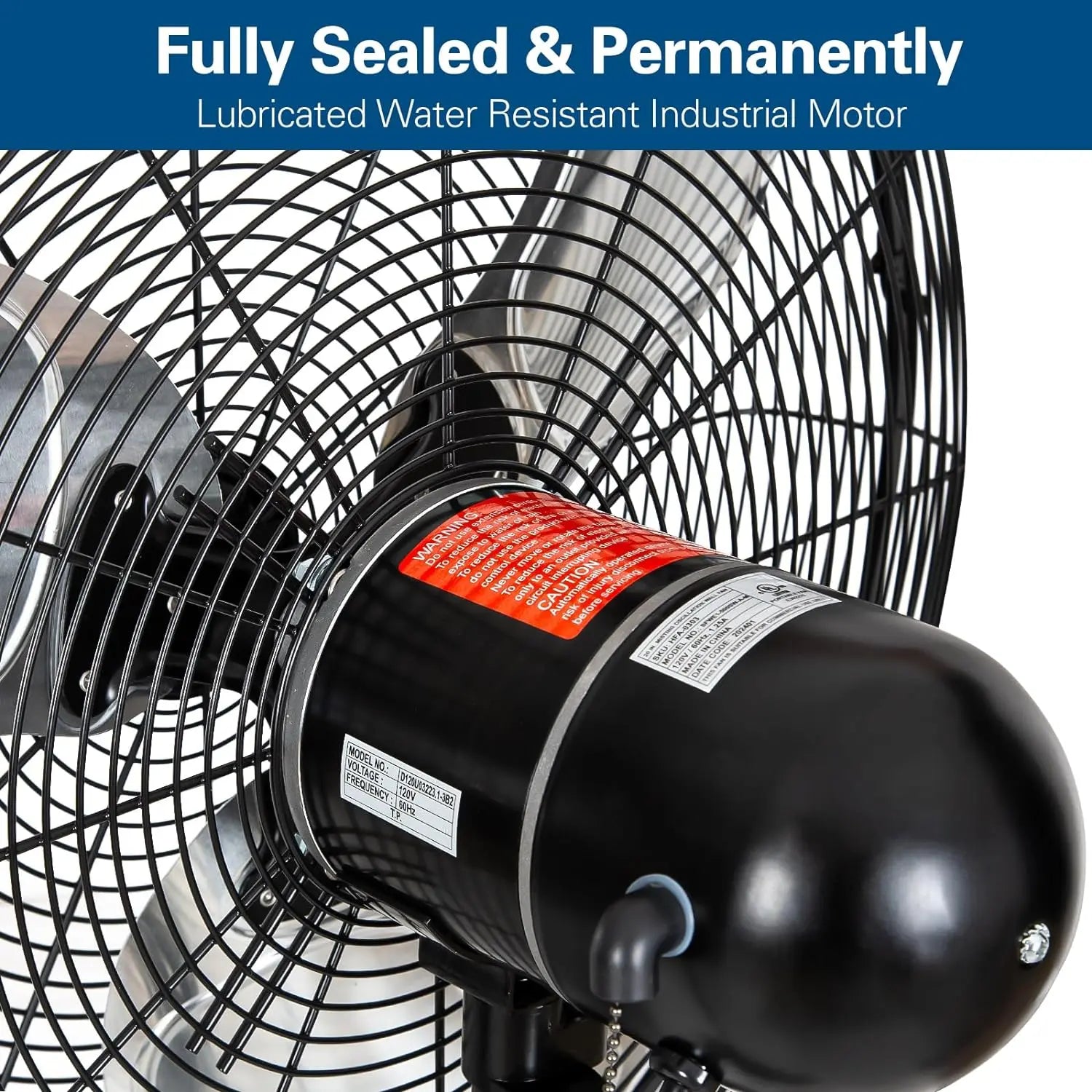 Ventilador de pared exterior BILT HARD de 20" con nebulizador: 3 velocidades, oscilación de 80°, resistente al agua, de alta resistencia y homologado por UL. 