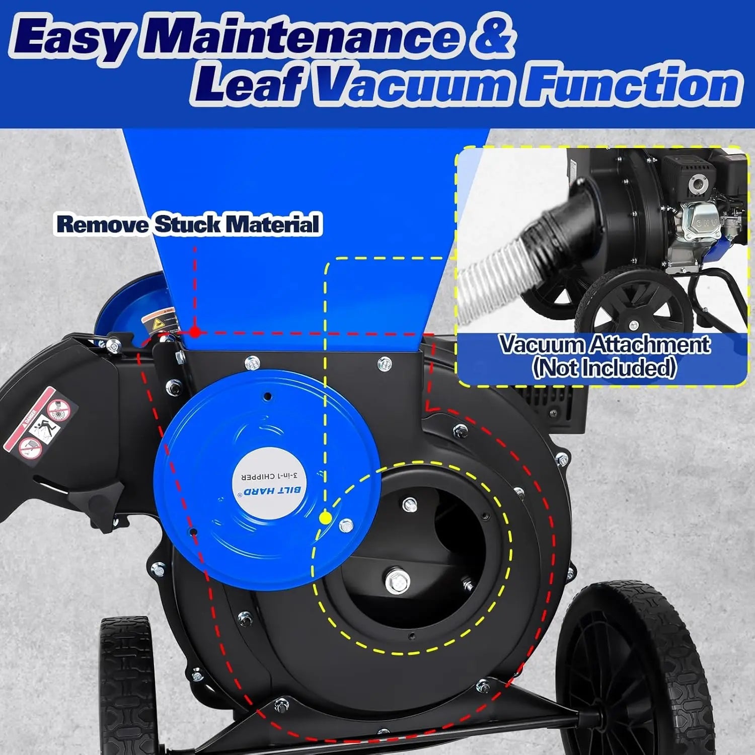 Trituradora de madera a gasolina BILT HARD de 224 cc y 7,5 hp
