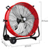 Ventilador de tambor de alta velocidad BILT HARD de 24" y 8100 CFM: Ventilador metálico de 3 velocidades para trabajo pesado, homologado por UL 