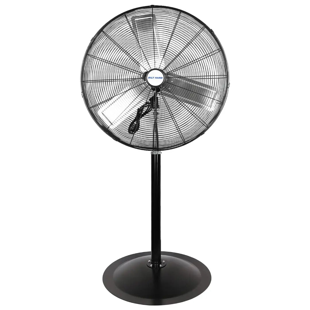 Ventilador de pedestal de alta velocidad BILT HARD de 24": 6450 CFM, 3 velocidades, ventilador industrial de pie para trabajo pesado 