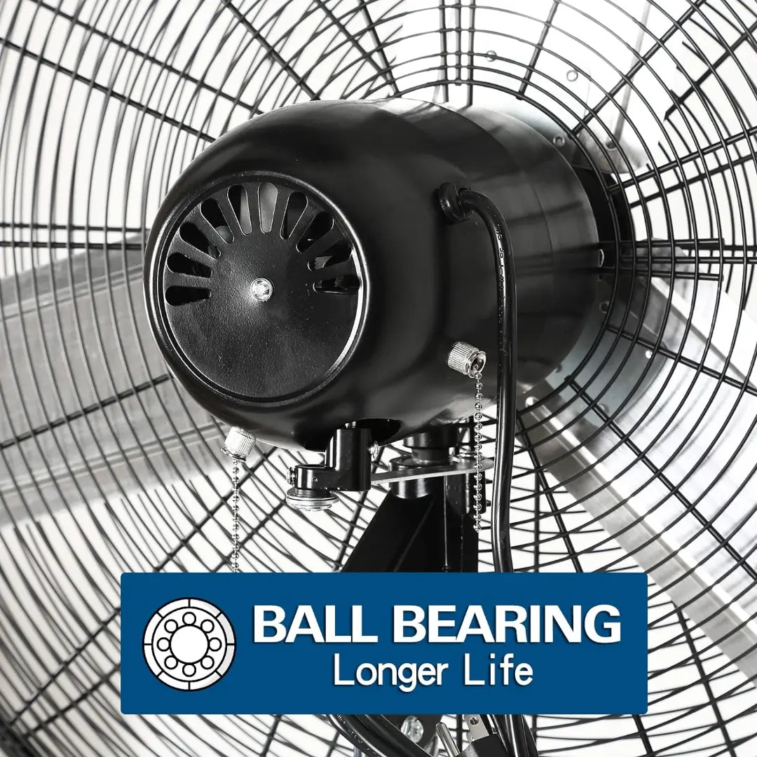 Ventilador de pedestal de alta velocidad BILT HARD de 24": 6450 CFM, 3 velocidades, ventilador industrial de pie para trabajo pesado 