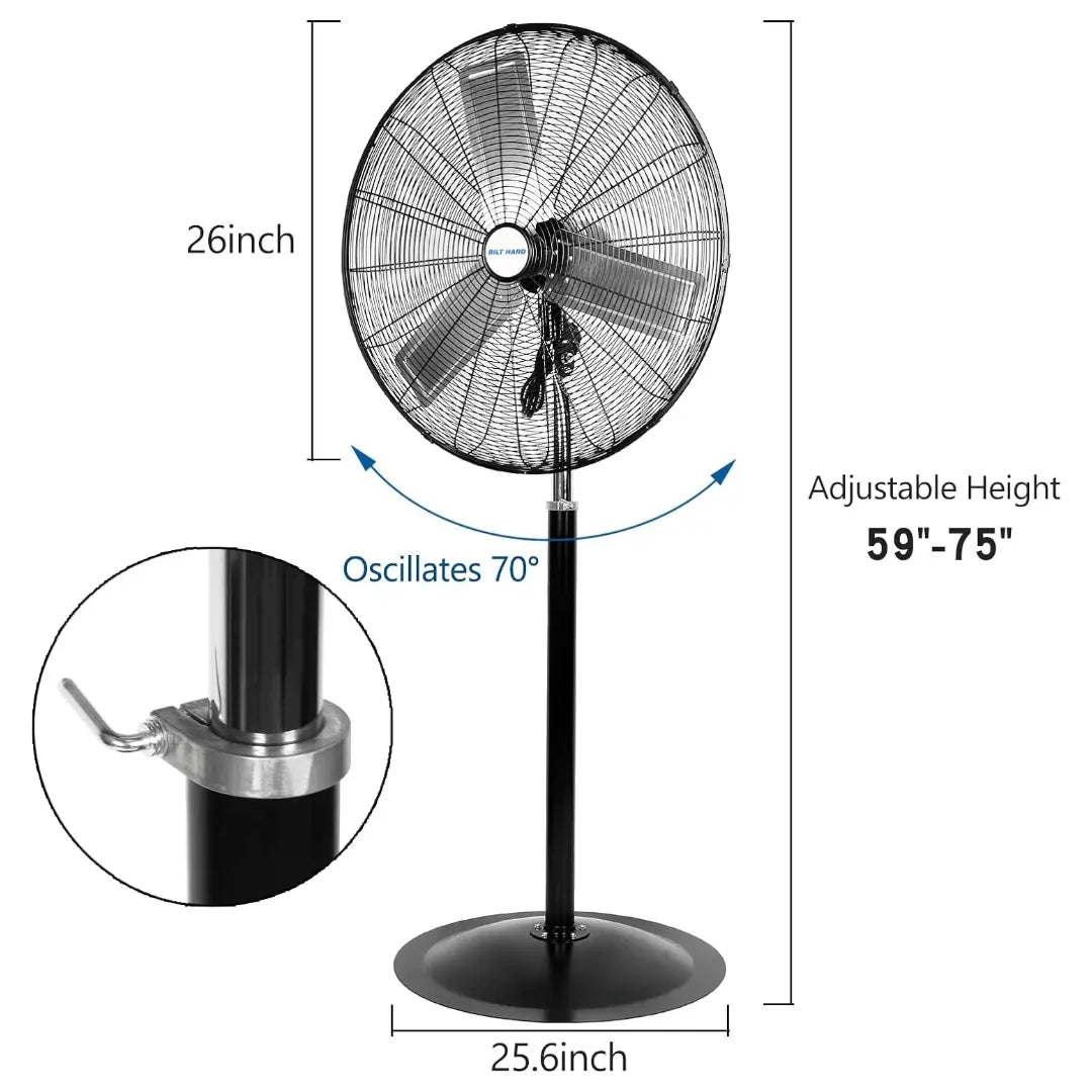 Ventilador de pedestal de alta velocidad BILT HARD de 24