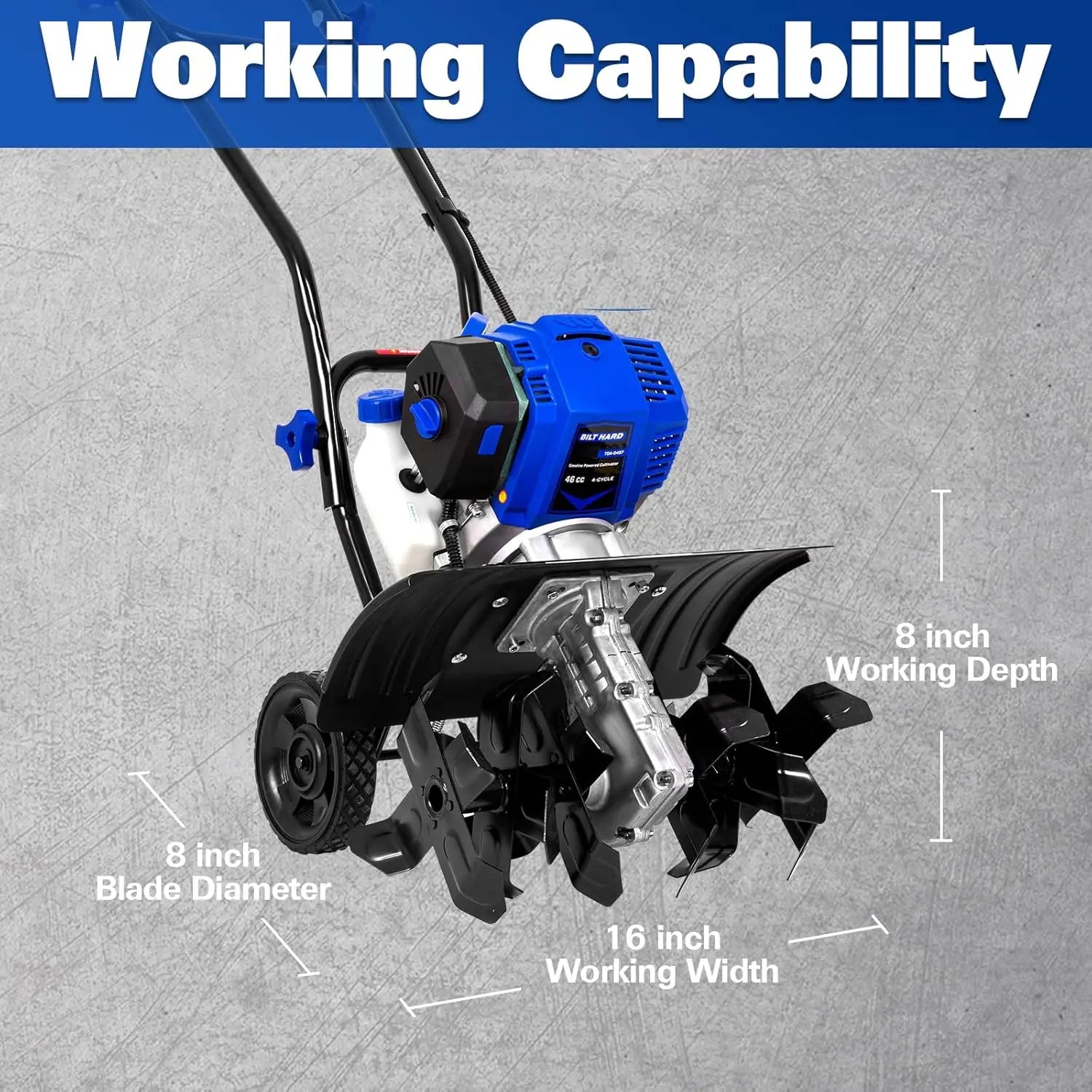 BILT HARD 46cc 4-Cycle Gas Tiller Cultivator – 16