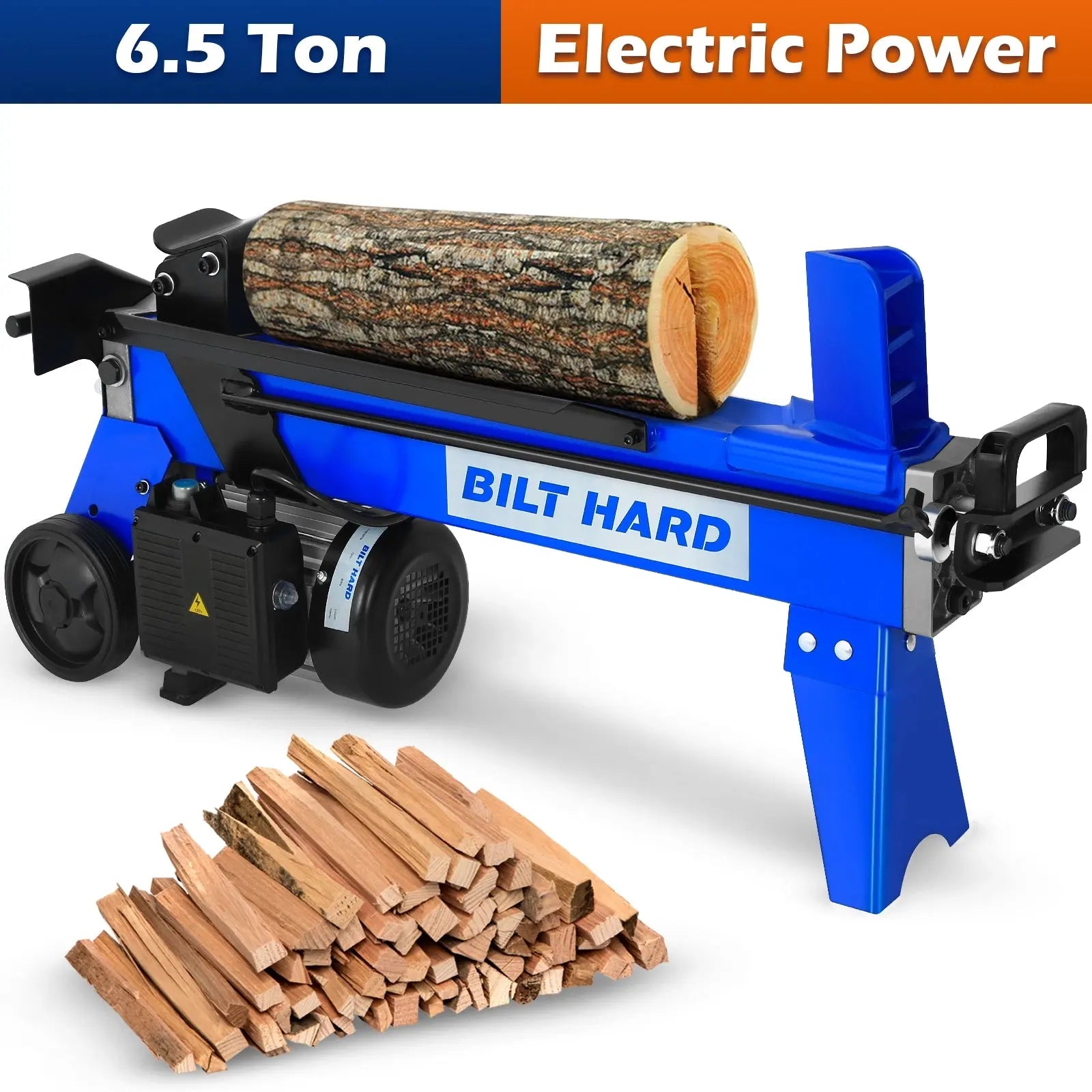 Cortadora de troncos eléctrica BILT HARD de 6,5 toneladas y cortadora de madera hidráulica de 15 A