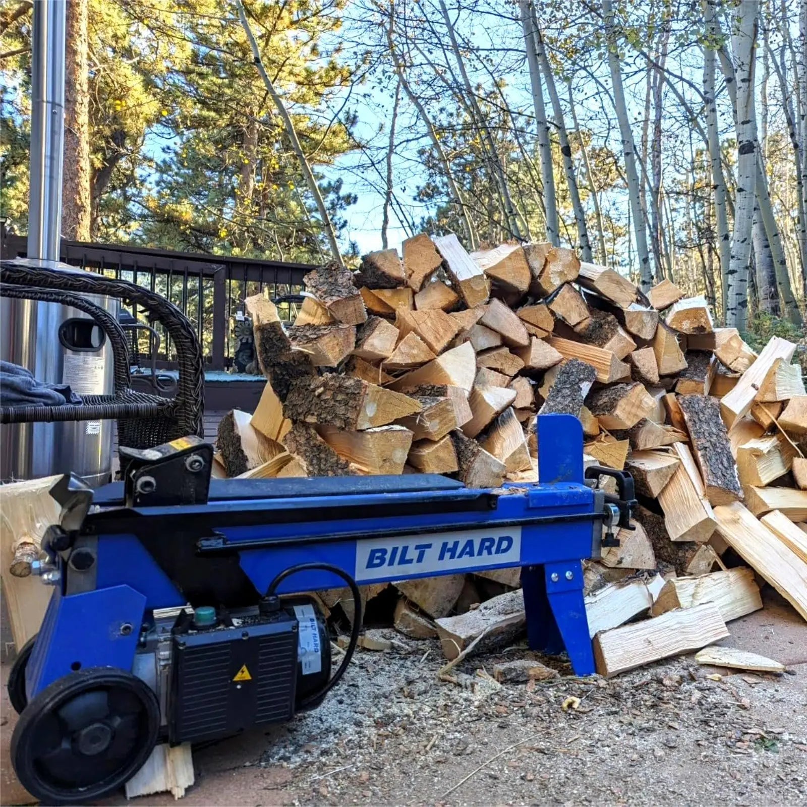Cortadora de troncos eléctrica BILT HARD de 6,5 toneladas y cortadora de madera hidráulica de 15 A