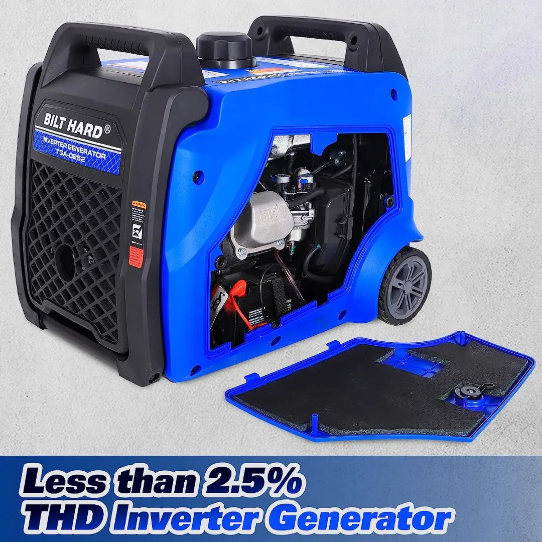 BILT HARD Portable Generator 5500 Watt, Quiet Inverter Generator with Electric Start, 120V NEMA 5-20R, NEMA TT-30R and 12V DC Output, Outdoor Generators for Home Backup Use and RV Ready