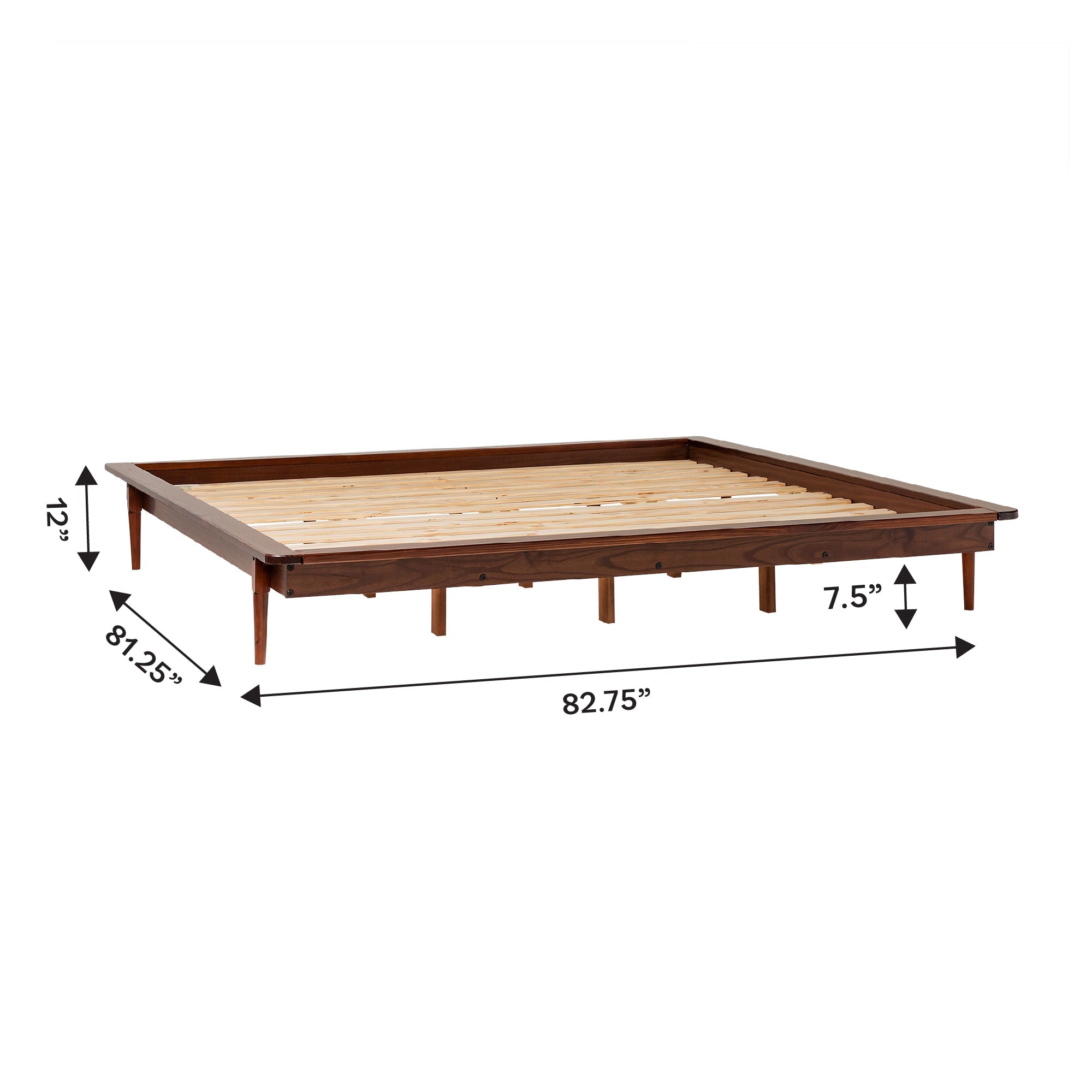 Cama de plataforma de madera maciza de mediados de siglo con husillos de Walker Edison