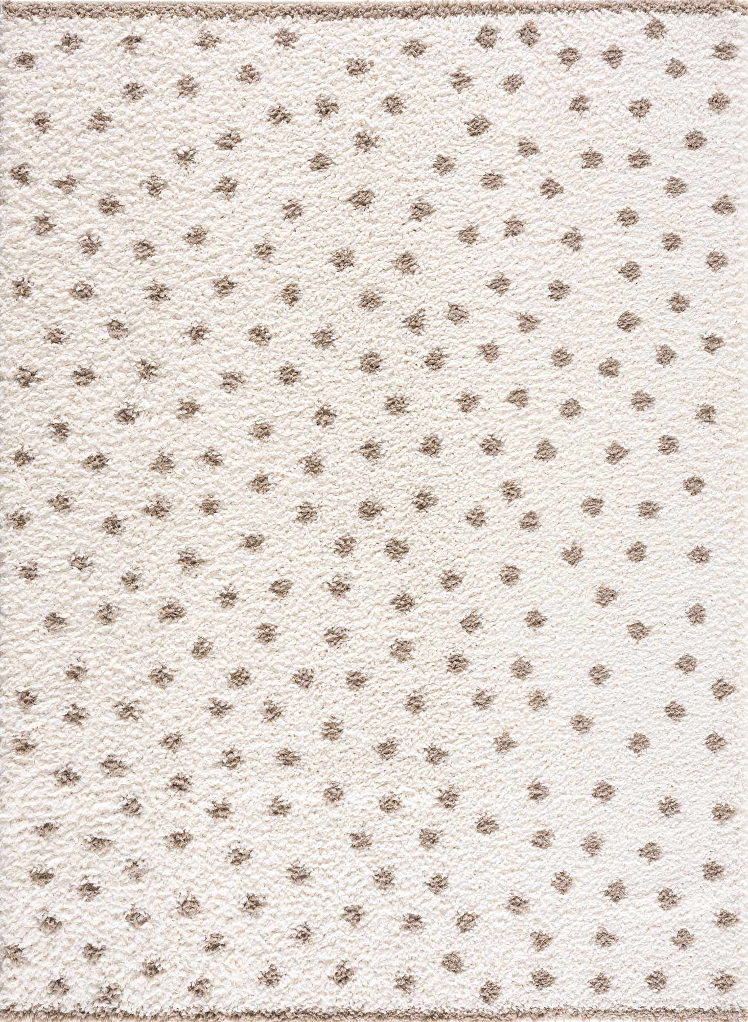 Alfombra de felpa con lunares color crema y marrón de Chaia