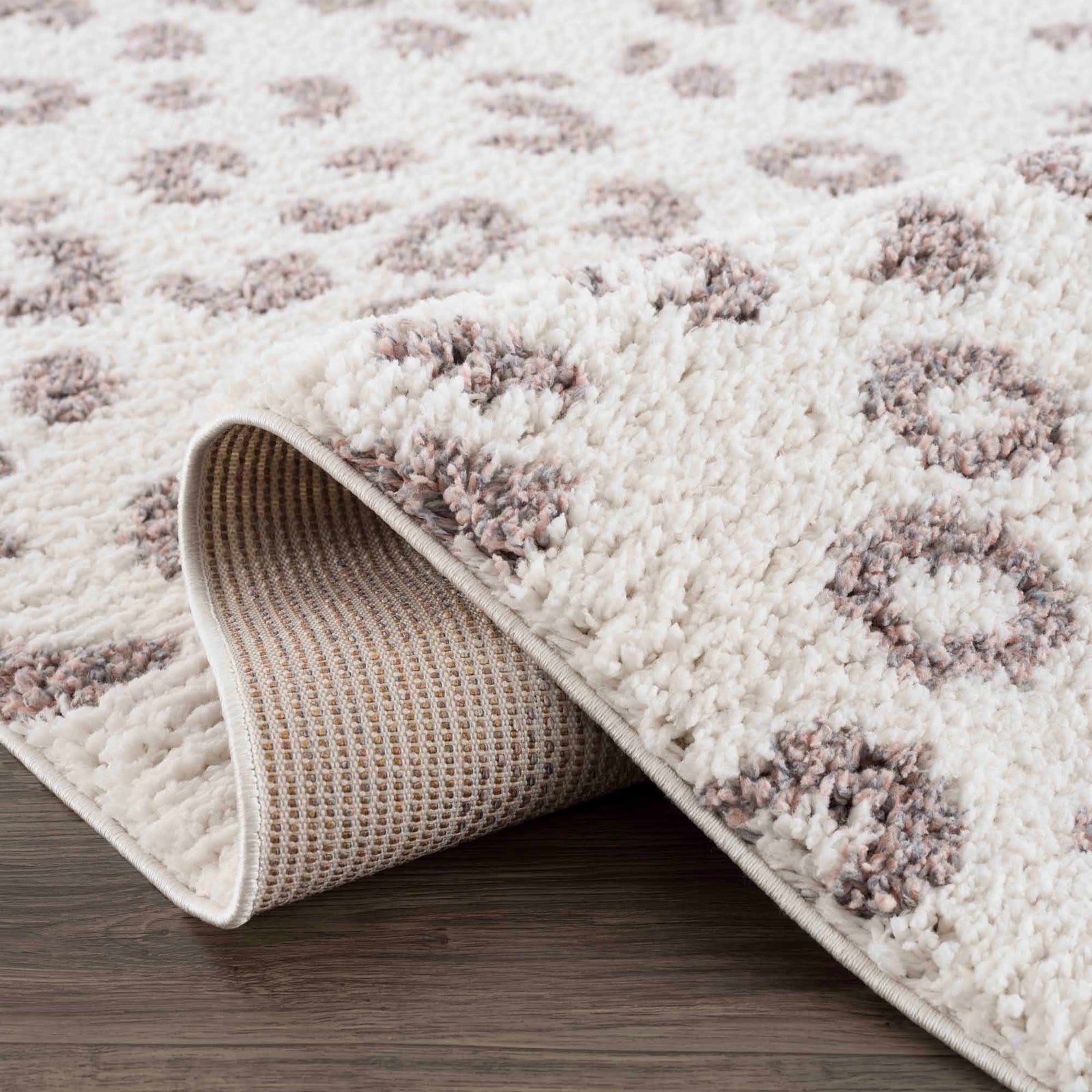 Alfombra Zhen de leopardo con lunares rosas - Liquidación