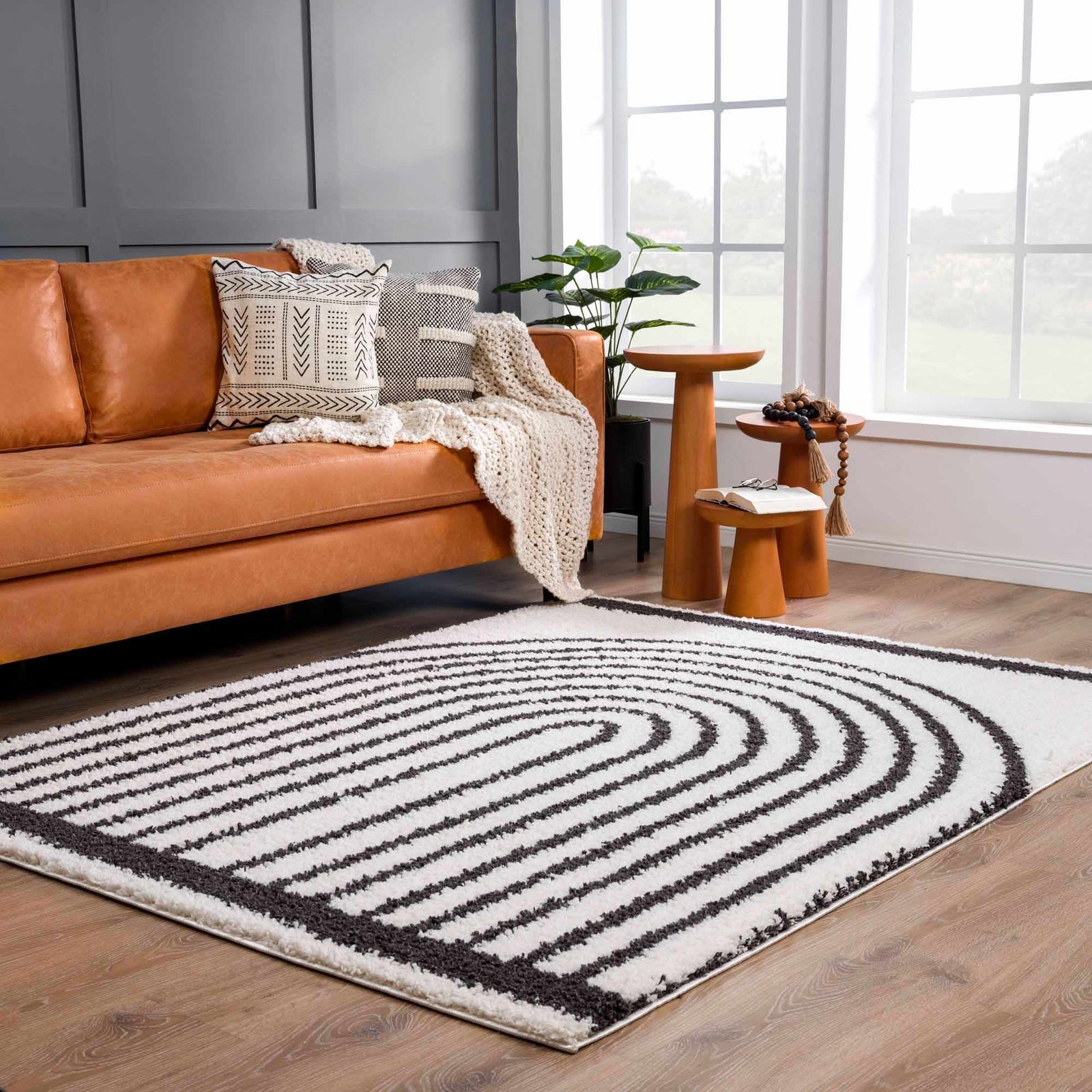 Alfombra de felpa negra con arcoíris de Bauer - Ofertas especiales