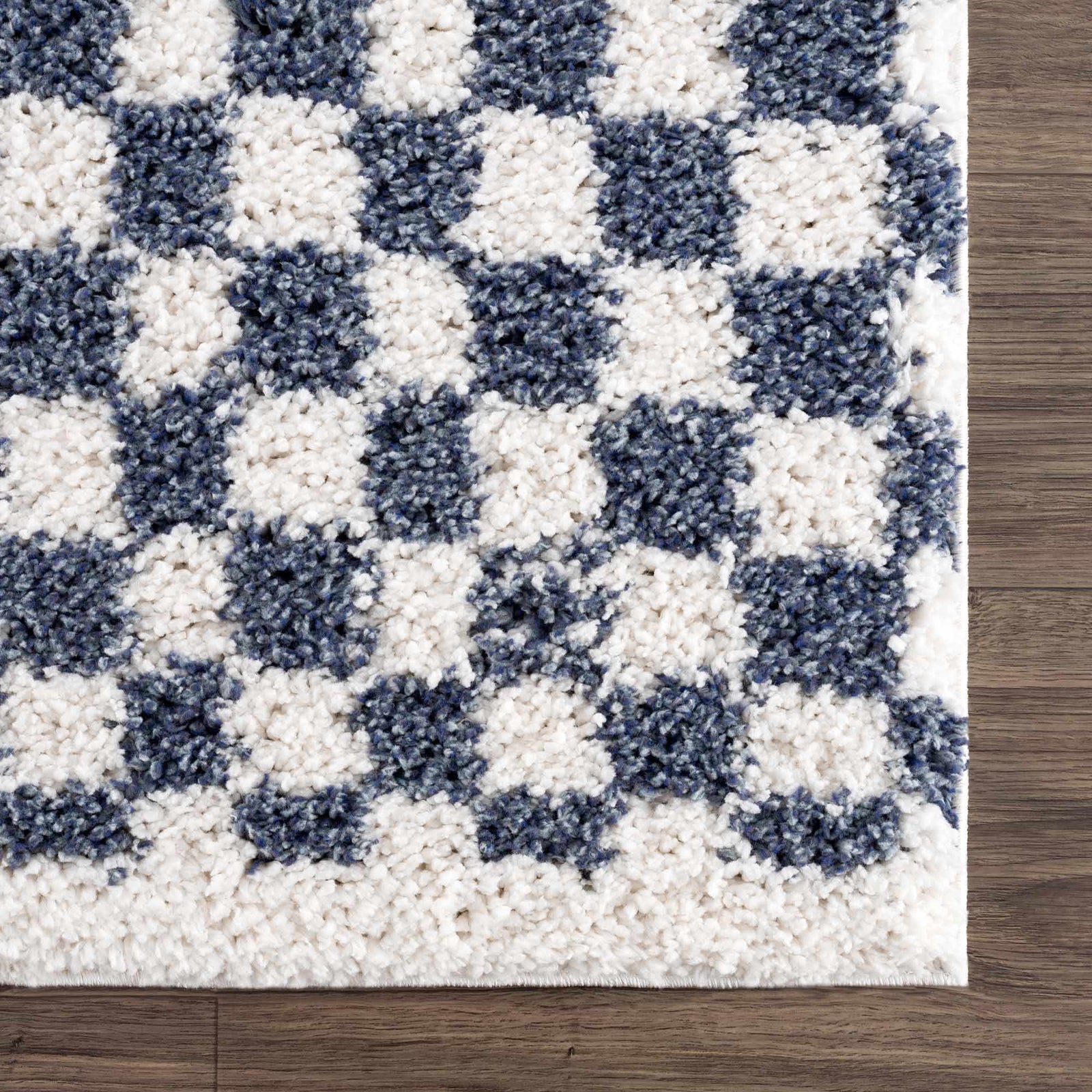 Alfombra de cuadros blancos y azules de Kieu