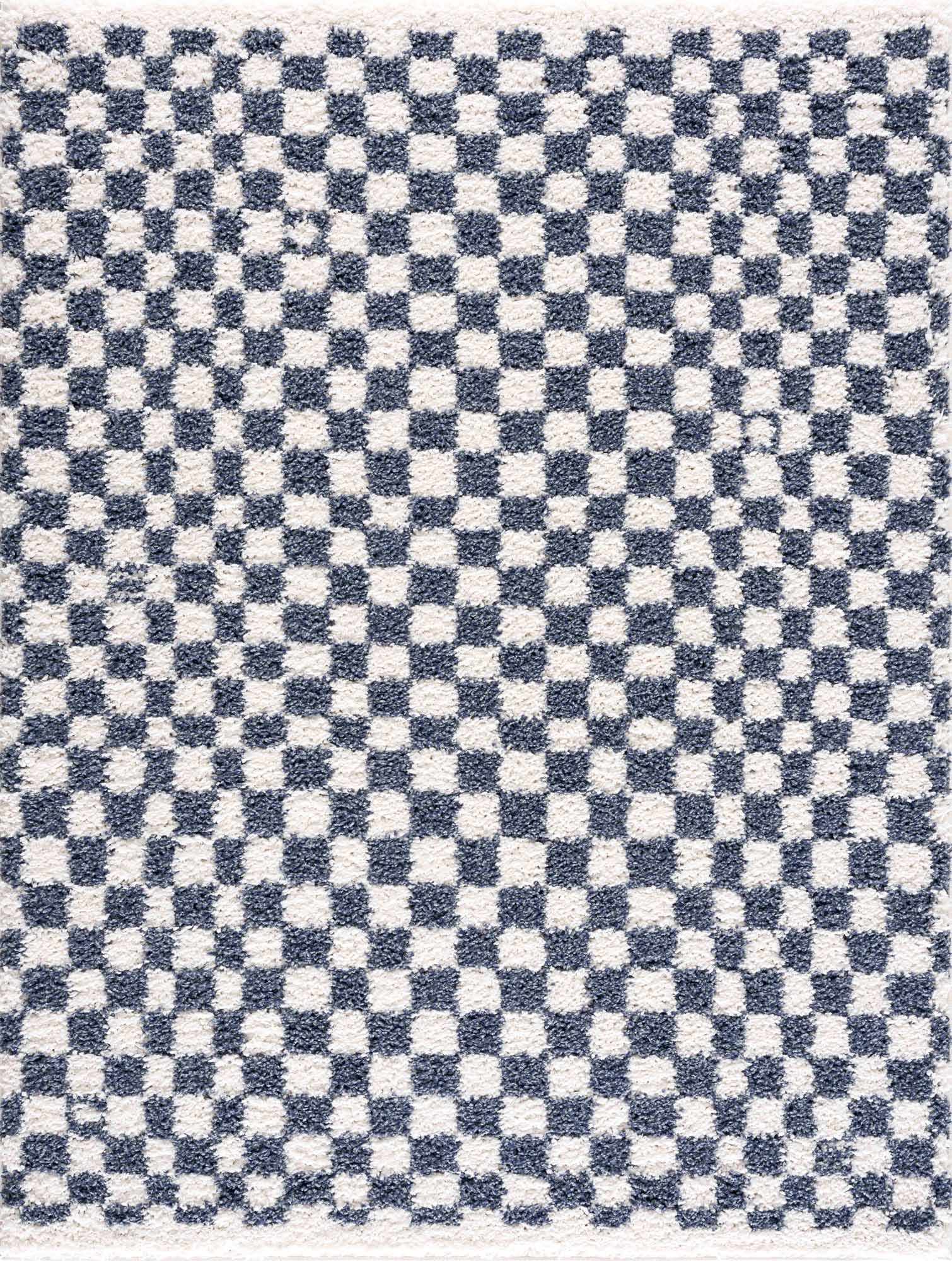 Alfombra de cuadros blancos y azules de Kieu
