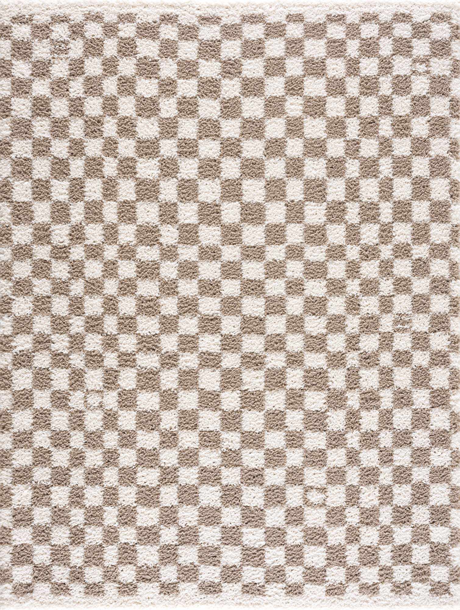 Alfombra de cuadros gris claro y topo de Kieu