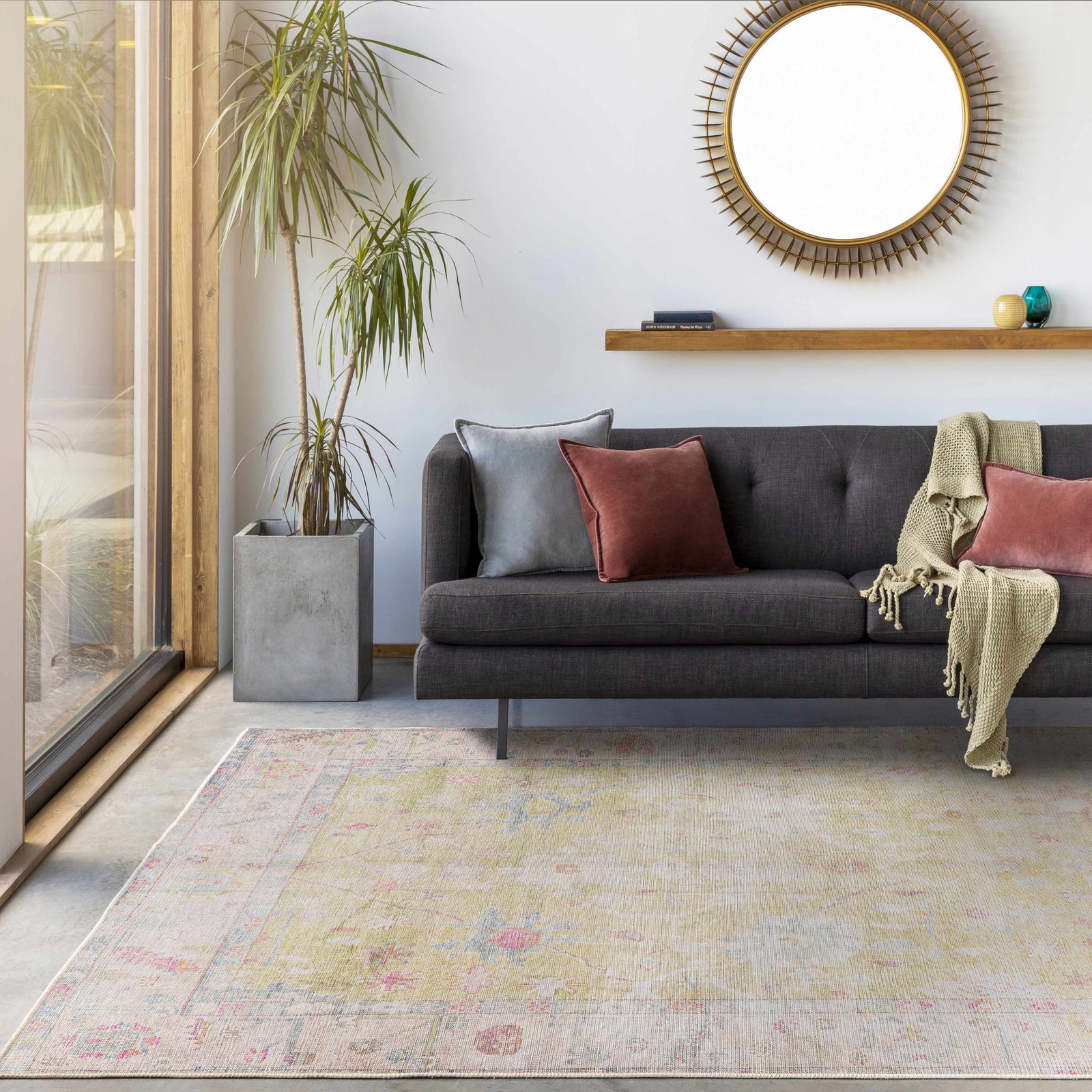 Alfombra lavable de pelo plano vintage Bozkurt