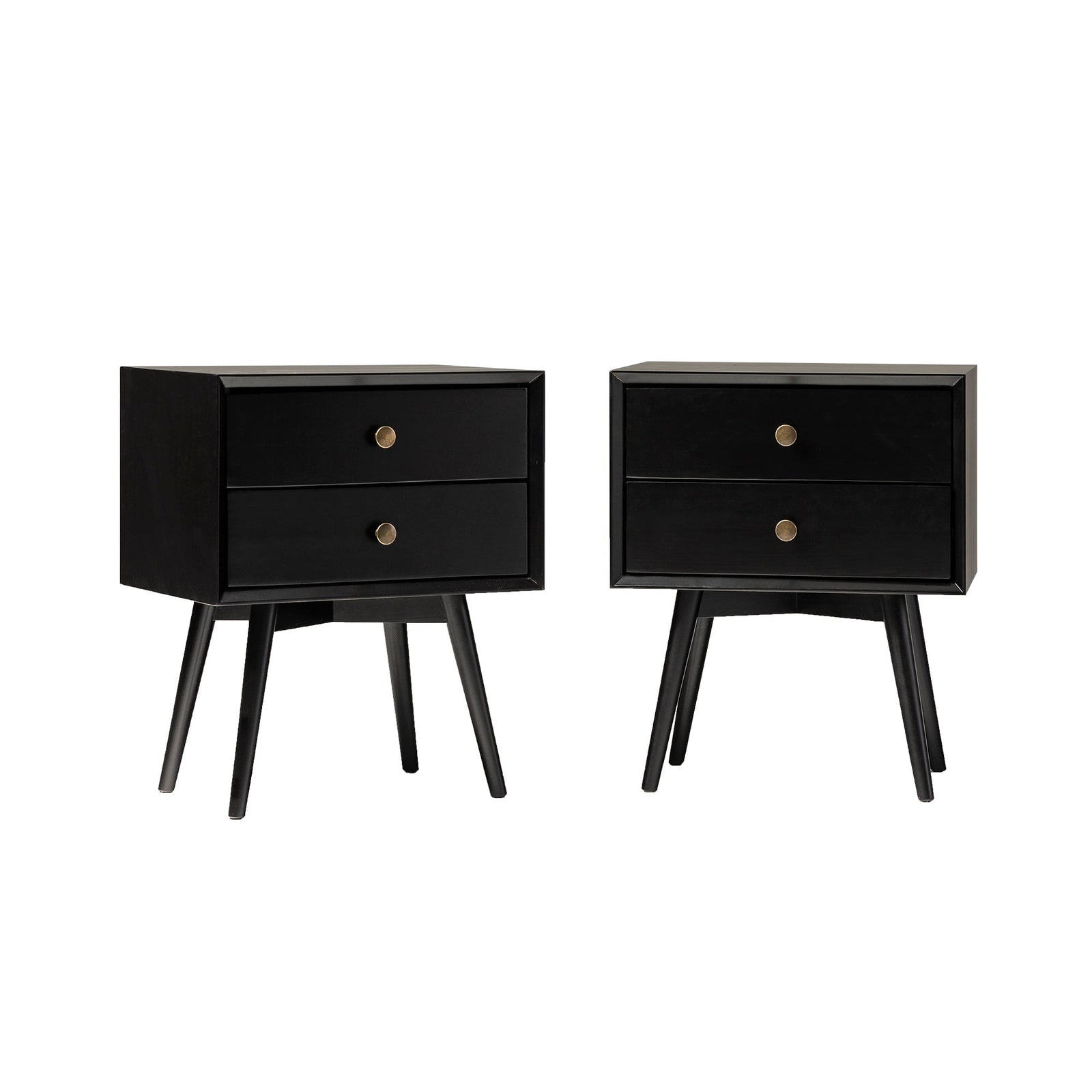 Colección de mesitas de noche de madera maciza de mediados de siglo (1 o 2 cajones)