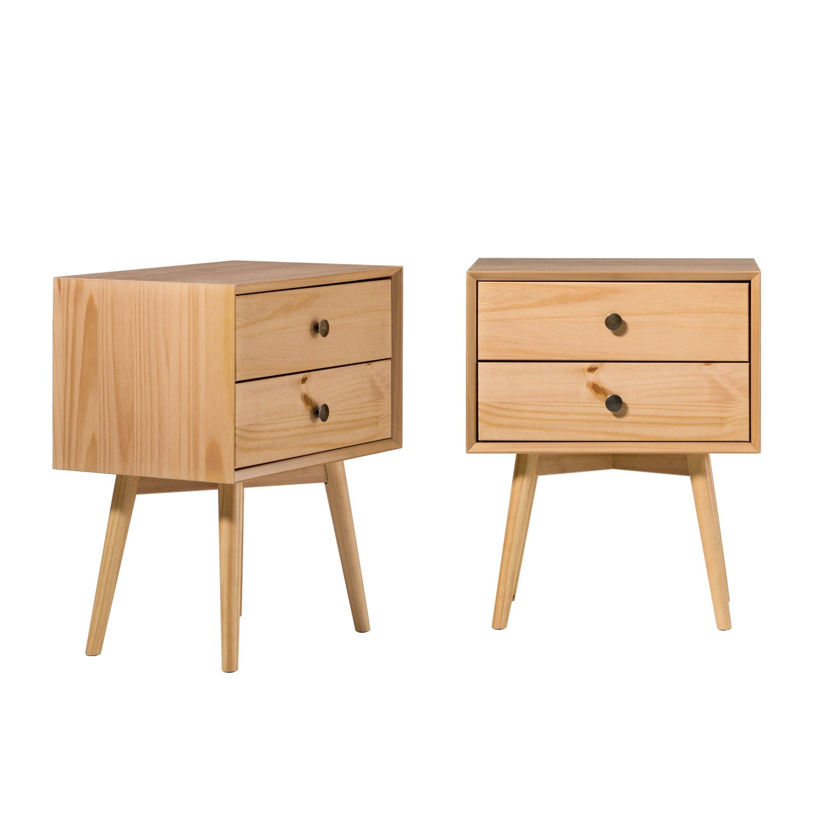 Colección de mesitas de noche de madera maciza de mediados de siglo (1 o 2 cajones)
