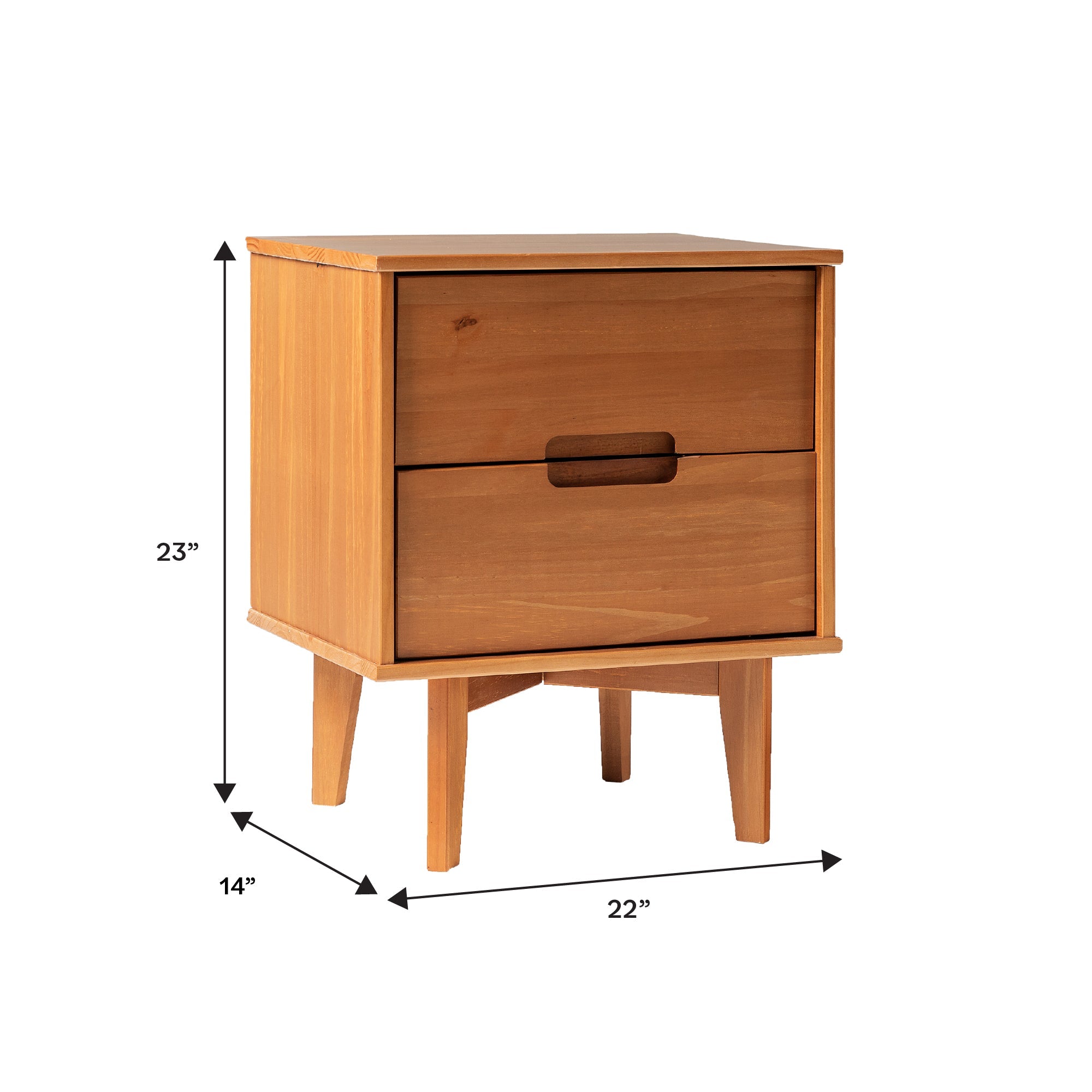 Mesita de noche moderna de madera maciza de mediados de siglo de Sloane