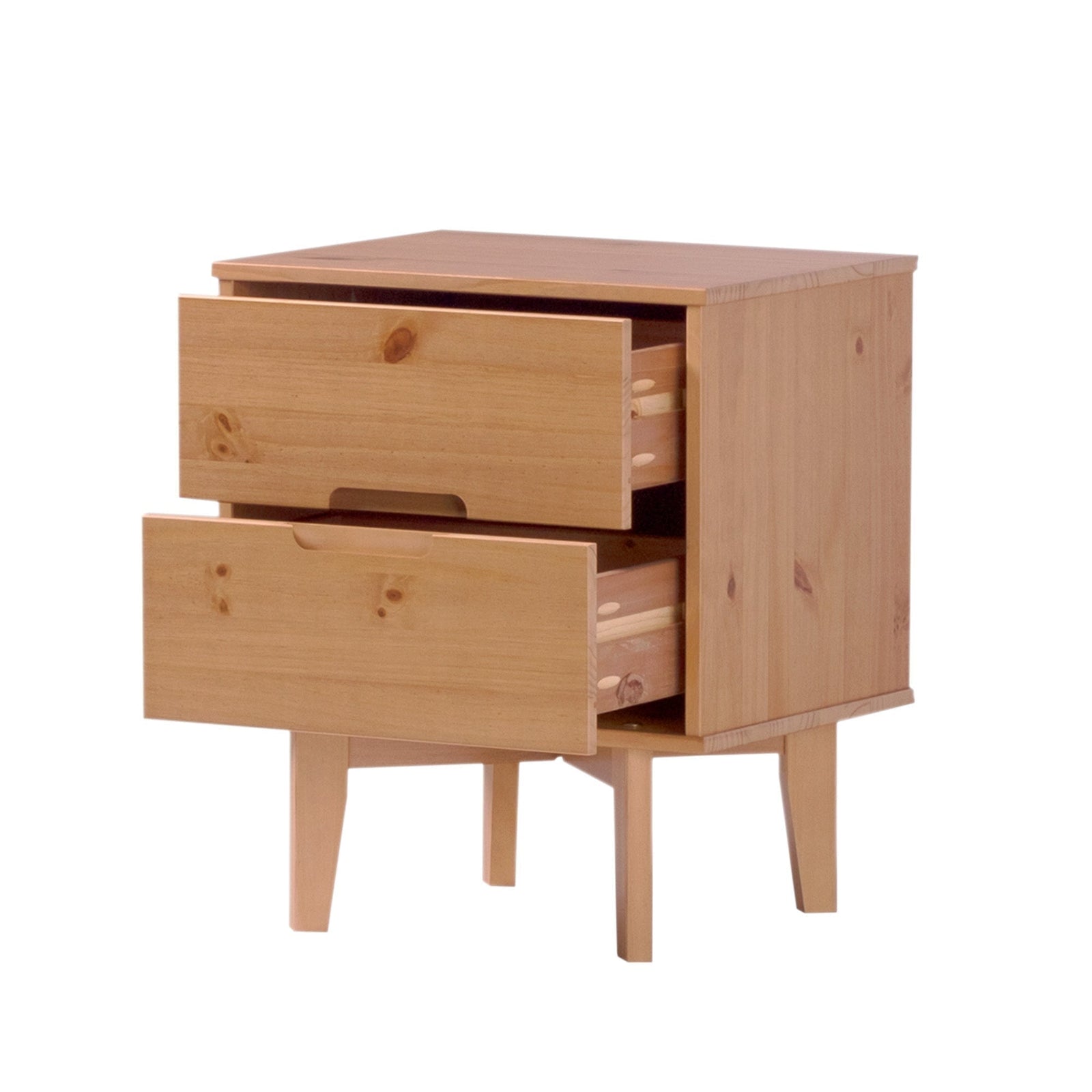 Mesita de noche moderna de madera maciza de mediados de siglo de Sloane