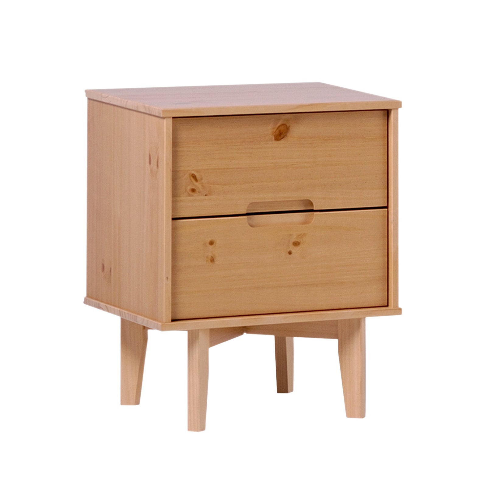 Mesita de noche moderna de madera maciza de mediados de siglo de Sloane