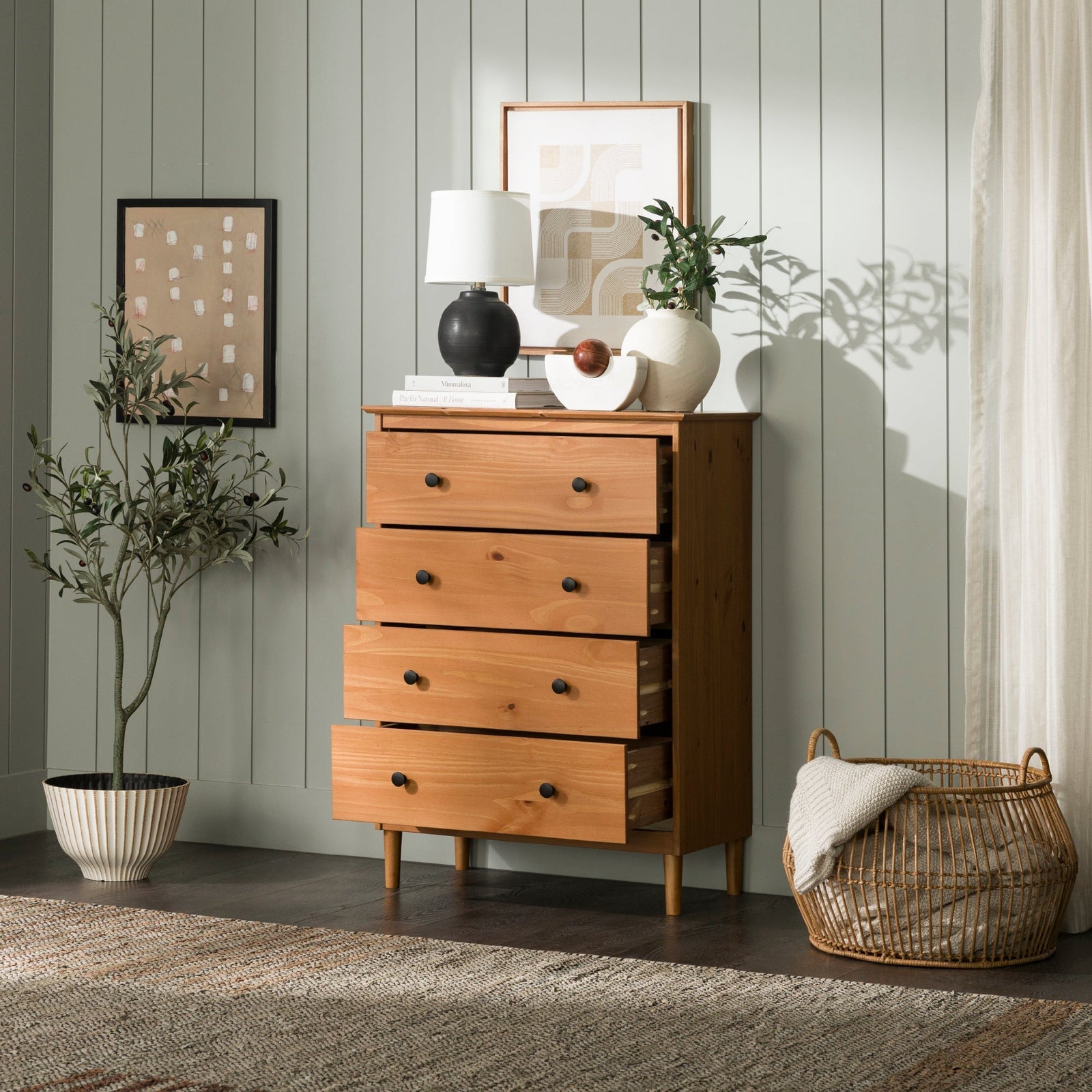Cómoda de transición de madera maciza Spencer