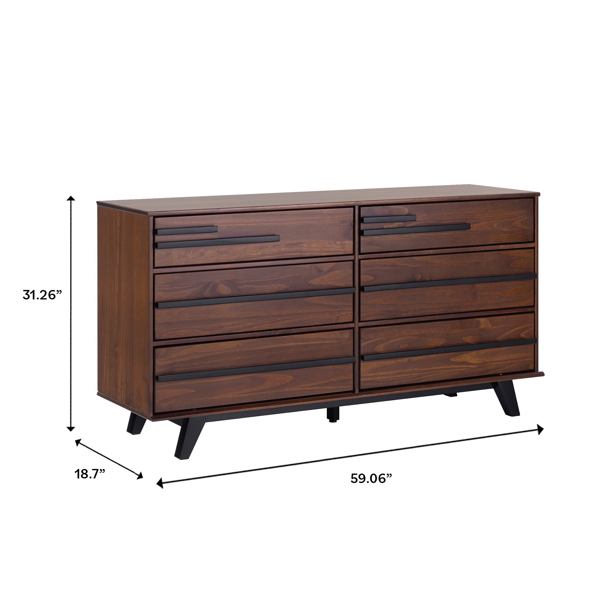 Cómoda moderna de madera maciza con 6 cajones Rebecca