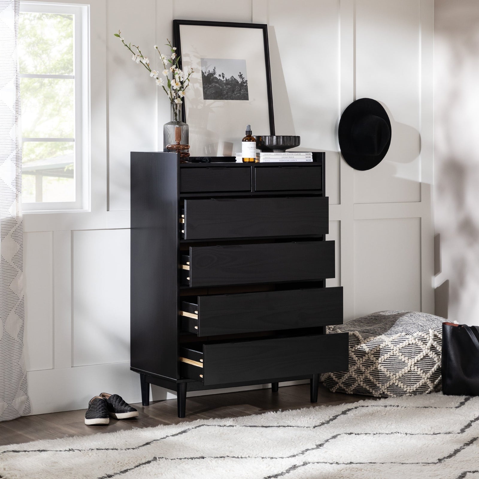 Cómoda moderna de madera de mediados de siglo de Lee