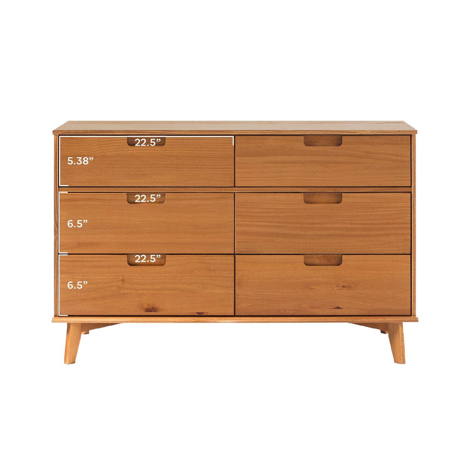 Cómoda moderna de mediados de siglo de madera maciza de Sloane