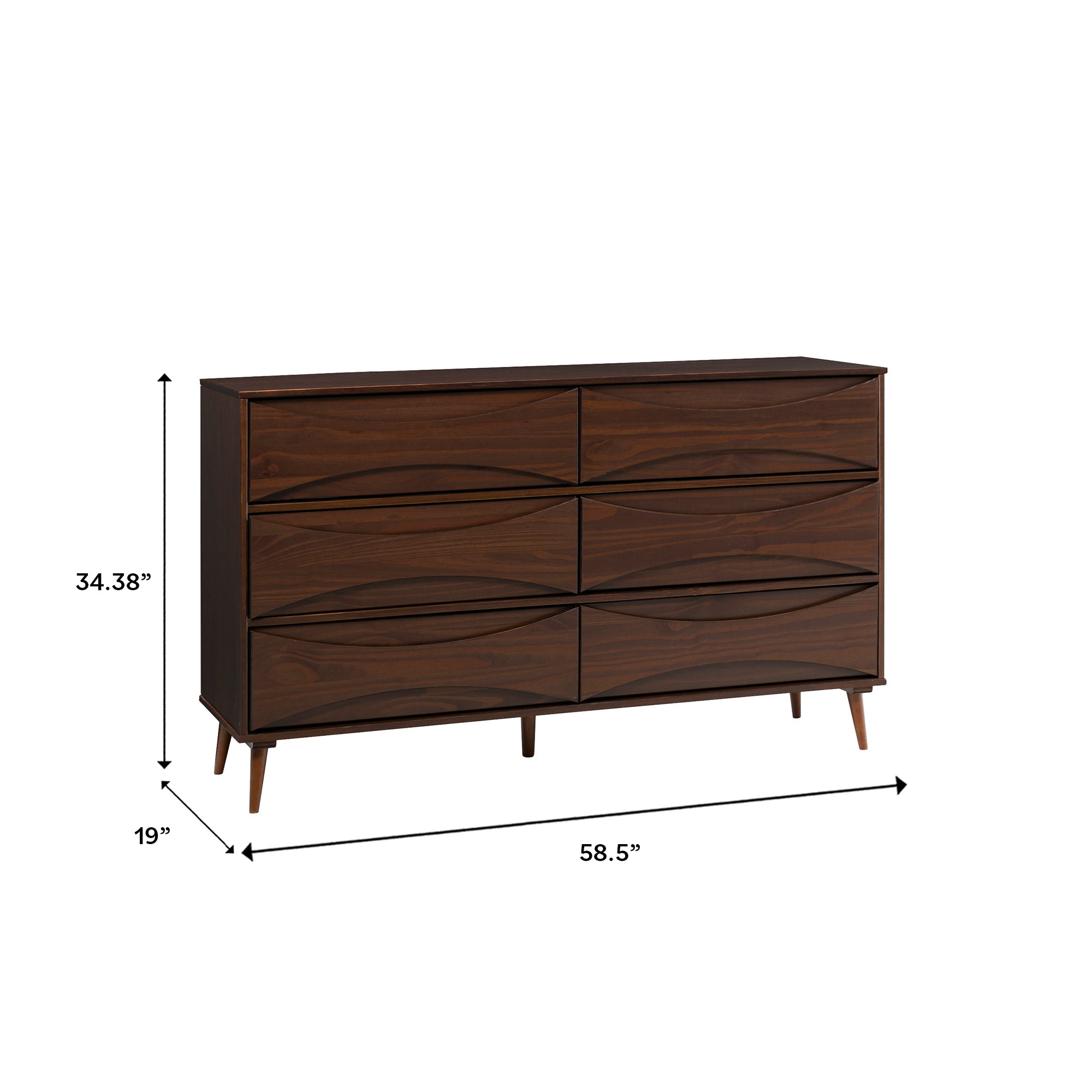 Cómoda moderna de mediados de siglo de madera maciza Atticus