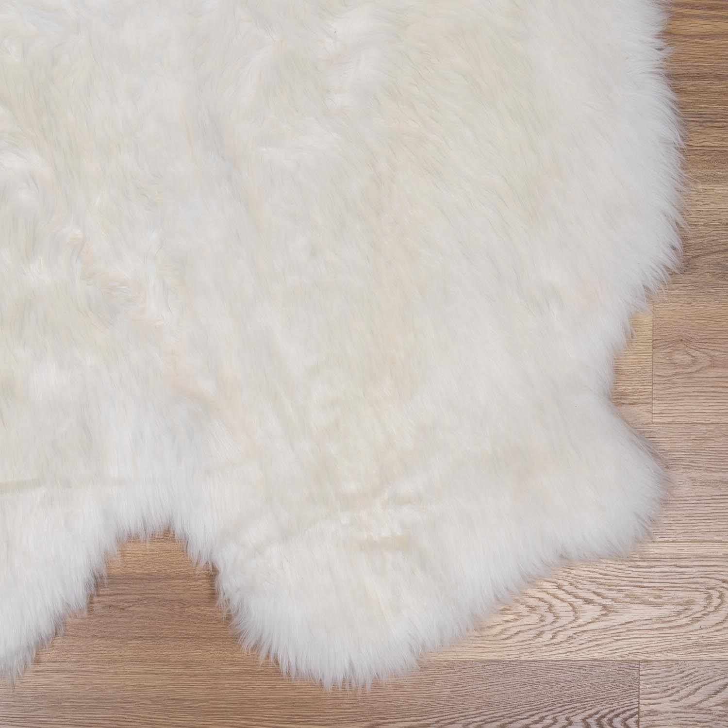 Alfombra de piel de oveja suave blanca de primera calidad