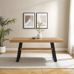 Mesa de comedor y escritorio con patas de puente de estilo industrial moderno de Brickell