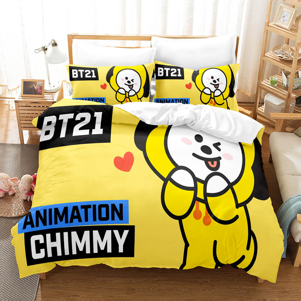 Juego de cama BT21 con funda de edredón y relleno