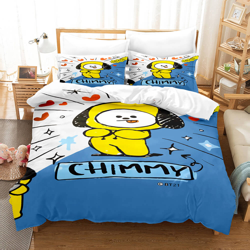Juego de cama BT21 con funda de edredón y relleno