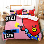 Juego de cama BT21 con funda de edredón y relleno