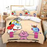 Juego de cama BT21 con funda de edredón y relleno