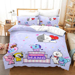 Juego de cama BT21 con funda de edredón y relleno